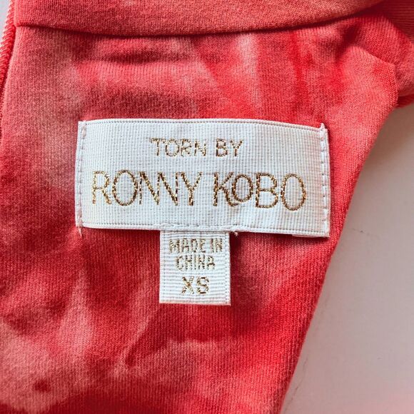 NWOT Torn by Ronny Kobo Kit Ruched Bodycon Mini Dress in Sunset Pink & Orange XS - Picture 8 of 13